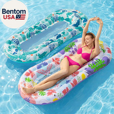 Pool Floats Lounger, 2 Pack Inflatable Pool Floats Adult Size, Water Hammock Poo
