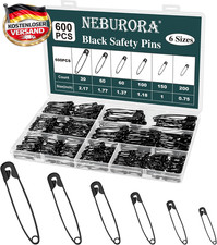Schwarze Sicherheitsnadeln Set aus Metall, vi...