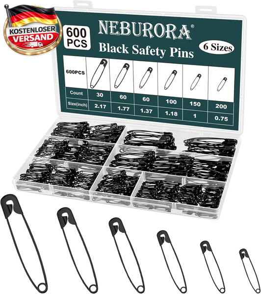 Schwarze Sicherheitsnadeln Set Aus Metall, Vielseitige GrößEn FüR NäHen & Diy-image