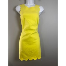 J.Crew Scalloped Hem Sleeveless Mini Shift Dress Neon Yellow A3744 Womens 00