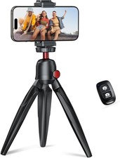 Phone Tripod with Wireless Remote, Mini Stand Compatible with Cell Phones, Camer
