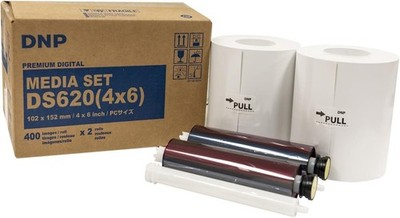 DNP 4X6'' Dye Sub Media for DS620A Printer, 400 Prints per Roll, 2 Piece