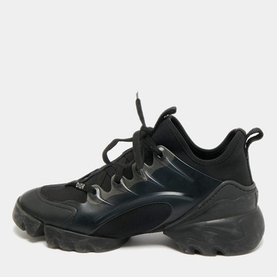 Dior DConnect Size 37 Black Neoprene and PVC Low Top Sneakers