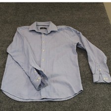 Hart Schaffner Marx Mens Blue Check Dress Shirt Long Sleeve Button Up Size M