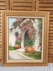 VTG Mid Century Original Oil Painting Fredix Canvas Village House Spain Signed — photo 4