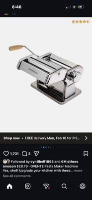 Pasta Maker Machine with 7 Adjustable Thickness Settings, Rollers and Cutter