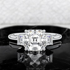 Diamond Wedding Ring 2.50 Ct IGI Lab Grown Asscher Cut 950 Platinum E F  VVS2
