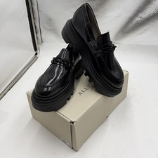 Image of AllSaints Alexia Chain Loafer Shoes Womens Size 10 Black Leather Lug Platform