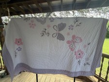 Pottery Barn Kids Gabrielle Pink Purple Butterfly Quilted Full/Double Cover
