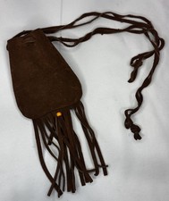 Native American Leather Medicine Pouch Bag with Fringe