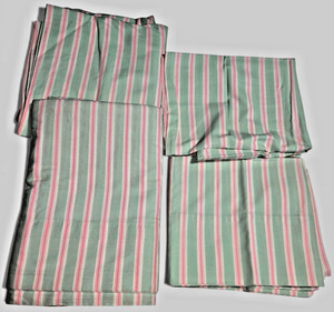 Lauren Ralph Lauren 4pc Full Sheet Set Jitney Stripe Sage Green Pink & White