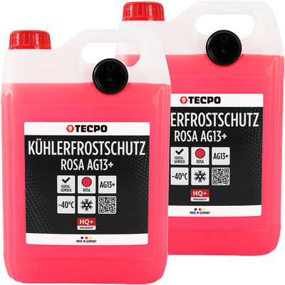 2x TECPO KÜHLERFROSTSCHUTZ ROT ROSA 5L KÜHLMITTEL AG13+ -40°C ANTIFREEZE für VAG
