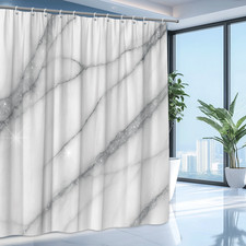 Elegant Marble Shower Curtain - White and Grey Design