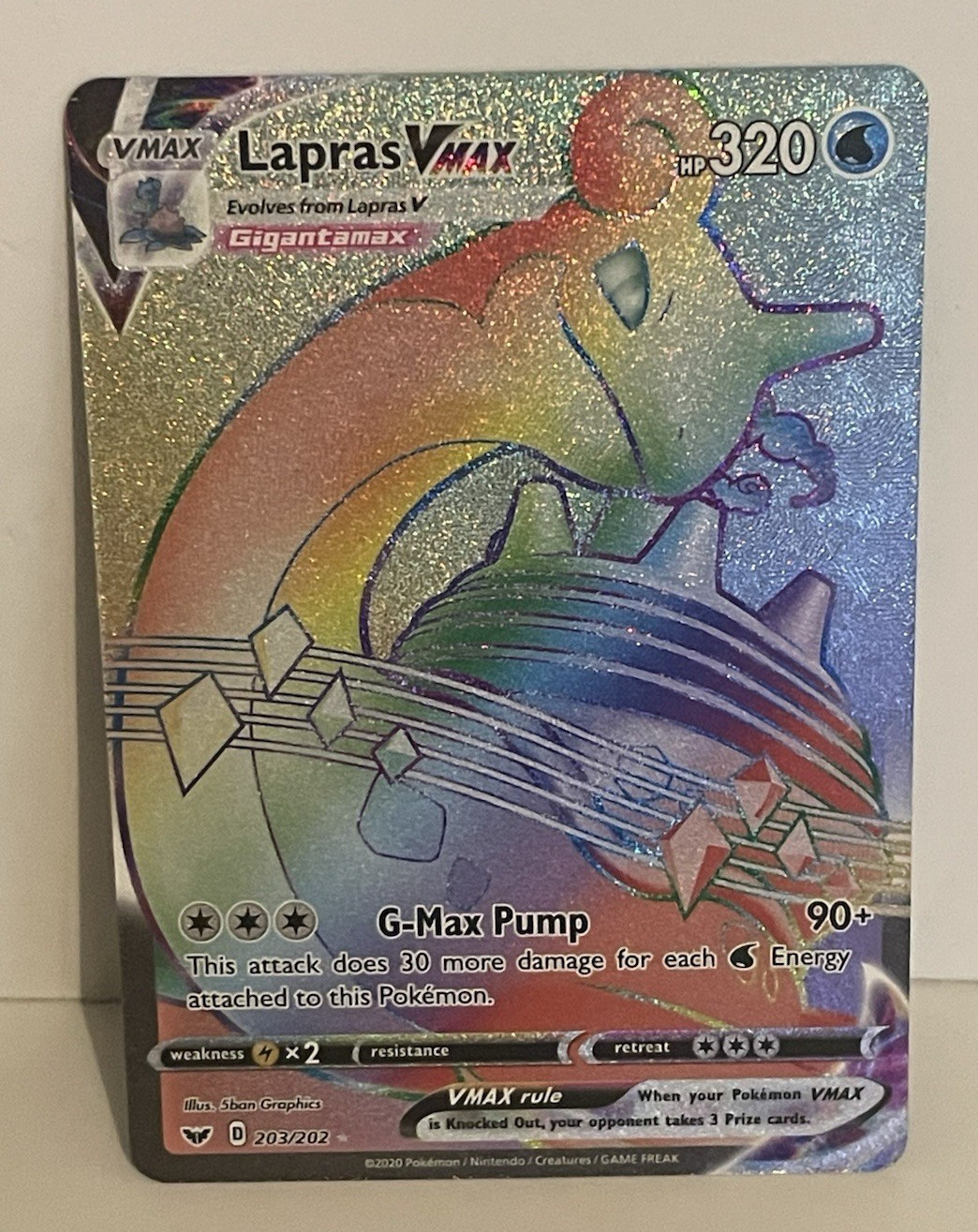 Lapras VMAX 203/202 Sword & Shield Base Secret Pokemon