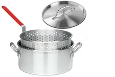10Qt Aluminum Fish Fryer Pot with Basket Deep Fryer for Chicken Seafood