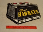 VINTAGE IOWA HAWKEYE AUTO BATTERY CAR TRUCK LG BATTERIES METAL GASOLINE OIL SIGN