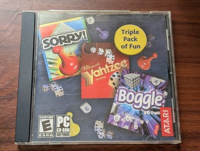 Sorry! Ultimate Yahtzee Boggle Triple Pack of Fun PC CD-ROM Video Game Hasbro