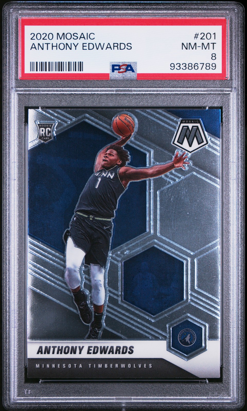 2020 PANINI MOSAIC #201 ANTHONY EDWARDS PSA 8