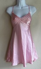Vintage Flora Baby Pink Satin Mini Slip Dress S Y2K Sheer Mesh Coquette Fairy