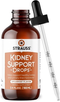 Strauss Naturals Kidney Support Drops   Spearmint Flavored   100 ml Bottle
