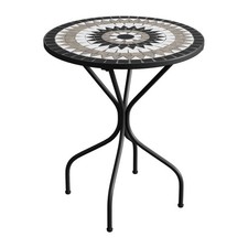 Image of 60cm Round Mosaic Ceramic Garden Bistro Table Metal Legs Patio Outdoor Terrace