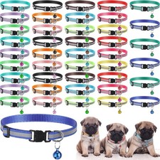 42 Pcs Puppy ID Collars with Bell, Adjustable Nylon, Reflective