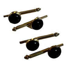Black Round Formal Vintage SWANK Shirt Studs set 4 groom prom tuxedo 5/16