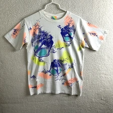 Surf GEAR Mens M All Over Print Double Sided Vnt 80/90's T Shirt Single Stitch