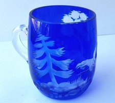 Glass Jug Auerhahn Hand-Cut around 1930 L74