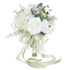 Wedding Bridal Bouquet Bridesmaid Bouquet Artificial Wedding Bouquet White Ro...