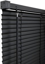 BLACK PVC VENETIAN WINDOW BLINDS HOME OFFICE KITCHEN EASY FIT TRIMABLE BLIND