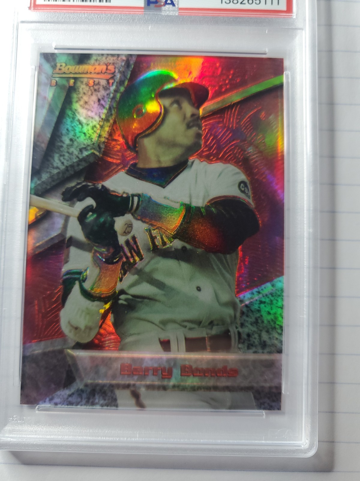 1994 BOWMAN'S BEST RED REFRACTOR #59 BARRY BONDS SP GRADED PSA 8 NM-MT view 3