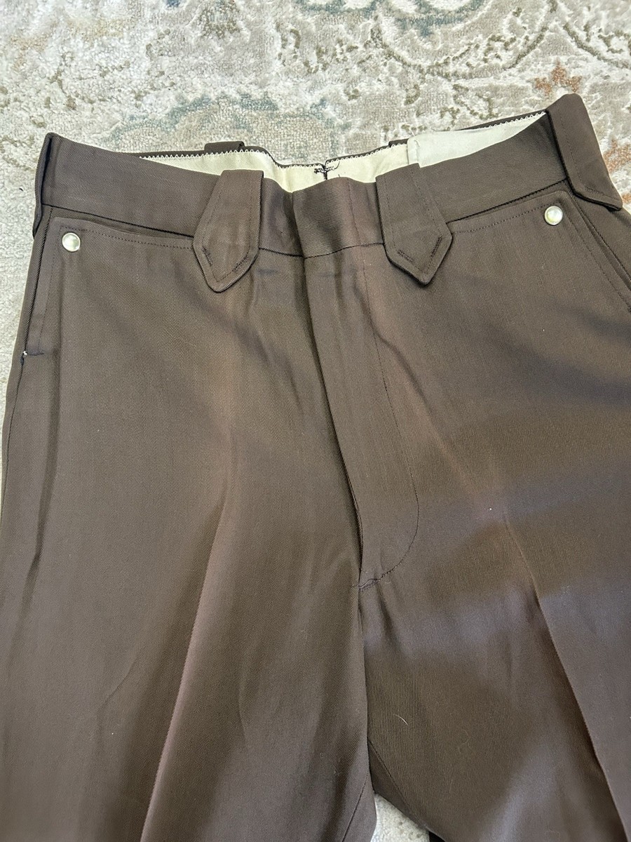Men's Vintage 1950s Brown Gabardine Pants Sz 29 Rockabilly High