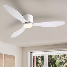 52" Smart Indoor White Low Profile 3 Blade Ceiling Fans w/ Lights Remote