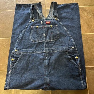 Dickies Indigo Blue Denim Overalls Size 42x32