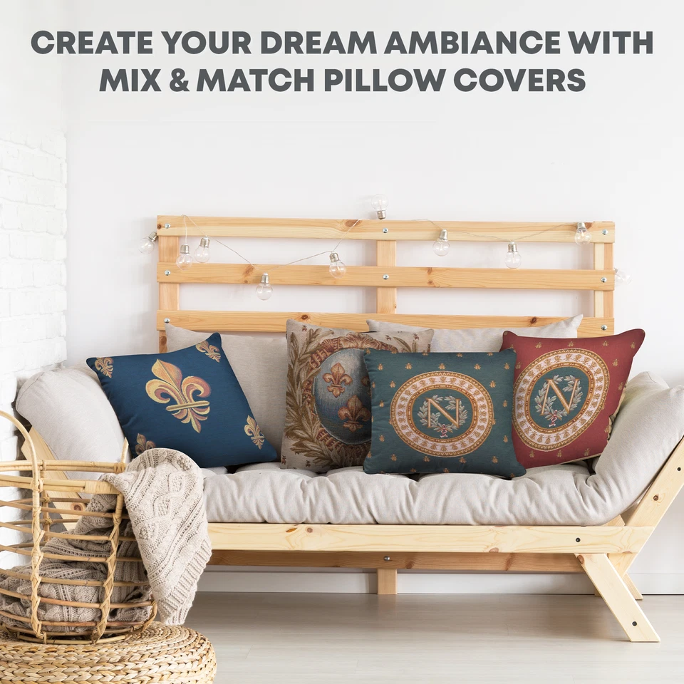 Lys flower In Red Jacquard French Tapestry Cushion Pillow Covers New 19x19 inch - Image 4 of 4