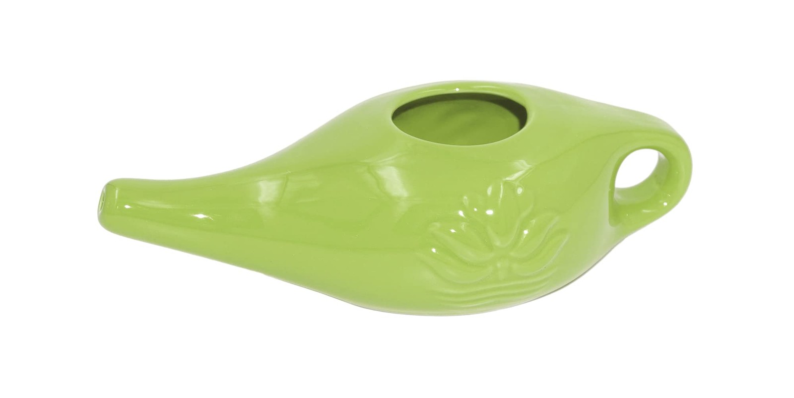 Neti pot en céramique verte 250 ml pour laver le nez naturellement et sans douleur