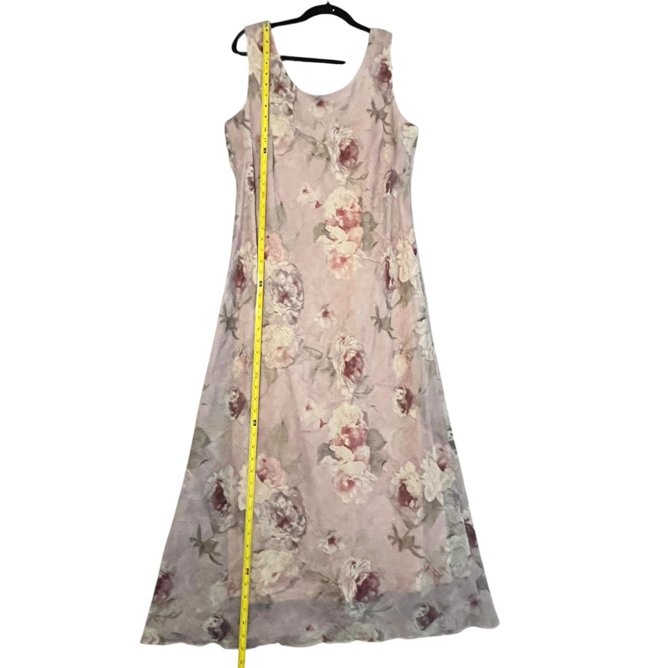 Maxi Vestido De Colección RM Richards Sin Mangas Floral Púrpura Rosa Hada L/XL HOCO Formal Foto 2 de 4