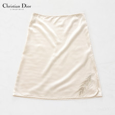 Christian Dior Lingerie Silk Half Slip Skirt Ivory FR46 XL Made France VTG