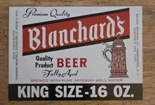 WAUKEE BREWING HAMMONTON NJ BLANCHARD'S BEER 16oz BREWERY BEER  LABEL