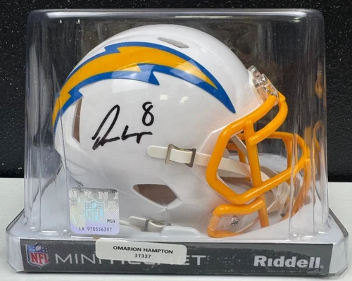 OMARION HAMPTON SIGNED AUTO LOS ANGELES CHARGERS MINI HELMET BECKETT/BAS