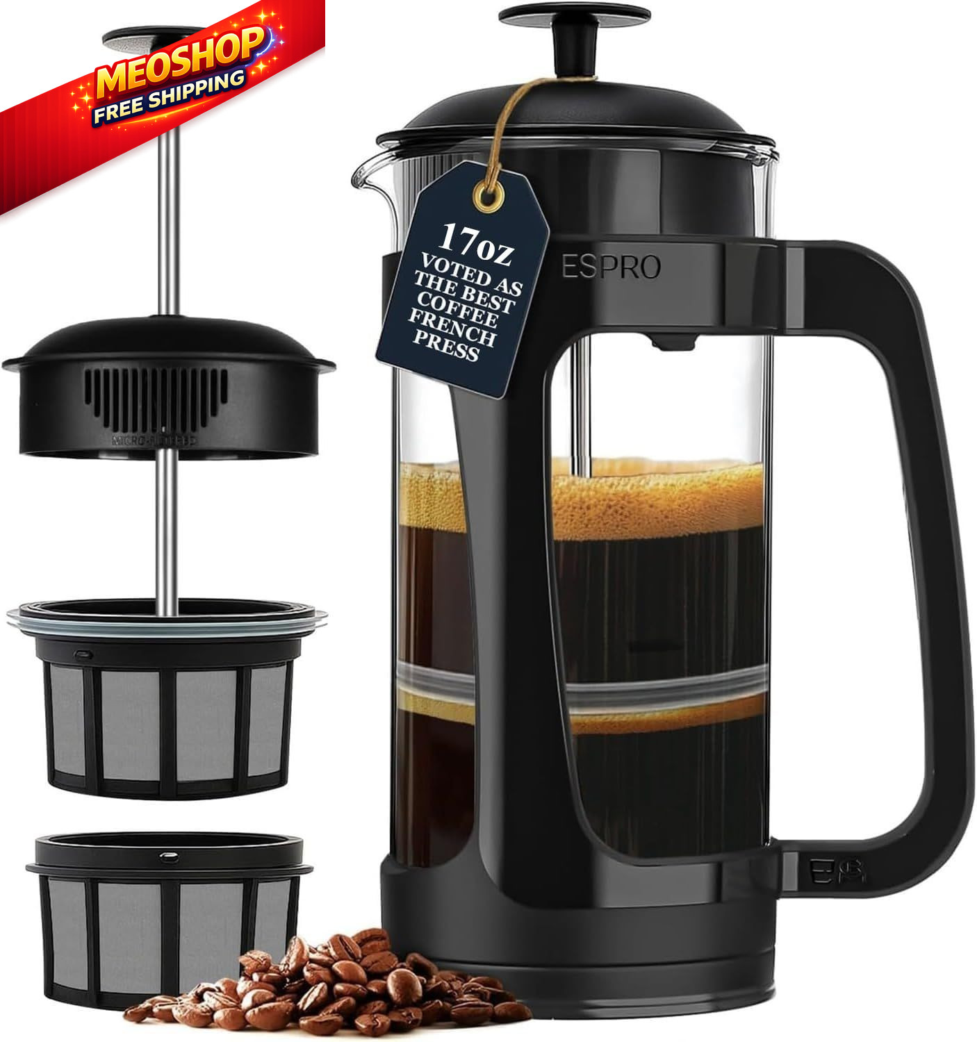 Coffee Maker &ndash; Patented Double 17 Oz, Black