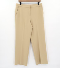 St. John Women's Wide Leg High Waisted Trousers / Dress Pants Beige Sz 10