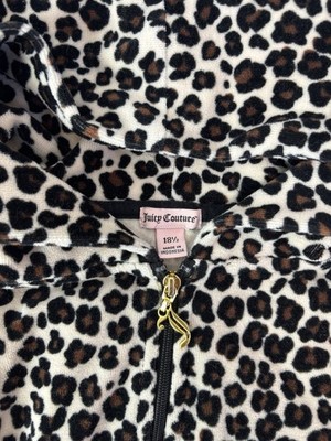 Juicy Couture Velvet Velour Track Jacket Hoodie Full Zip Leopard