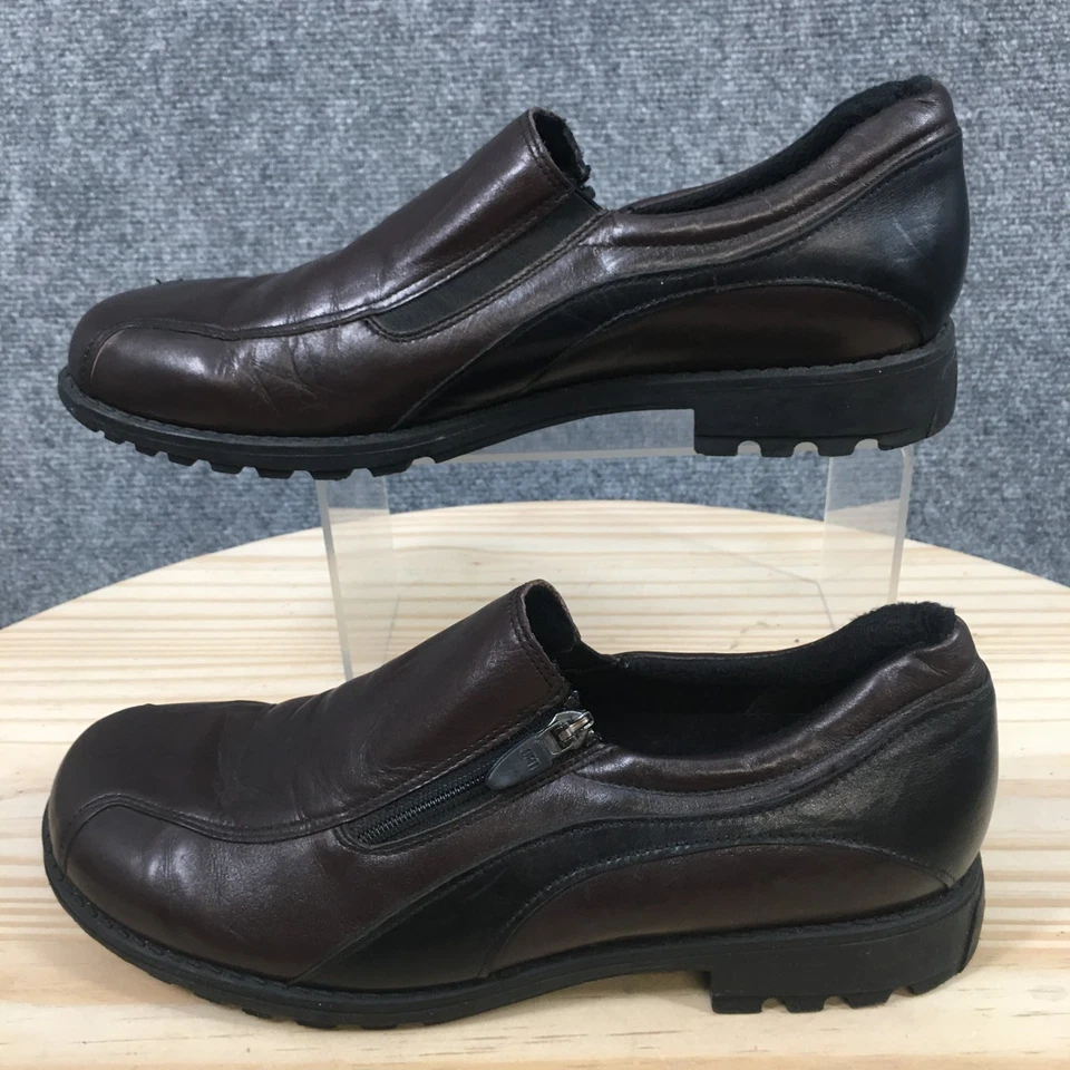 Munro American Shoes Mujer 9 M Peine Últimos Mocasines Cuero Marrón Sin Cordones Cremallera Foto 2 de 4