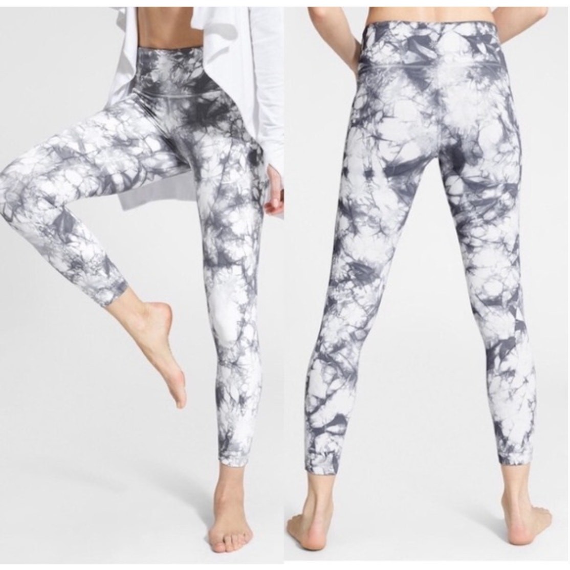 Athleta Gray Powervita Tie Dye Salutation 7/8 Leggings Size S