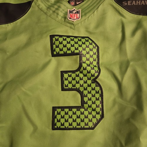 Seattle Seahawks Trikot genäht grün Farbe Rush On Field Russell Wilson Größe 48 - Bild 2 von 8