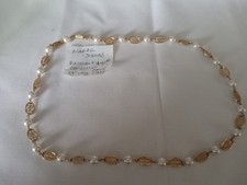 24" Vintage Napier Naszyjnik Złoty odcień Sztuczne perły Fantazyjny link