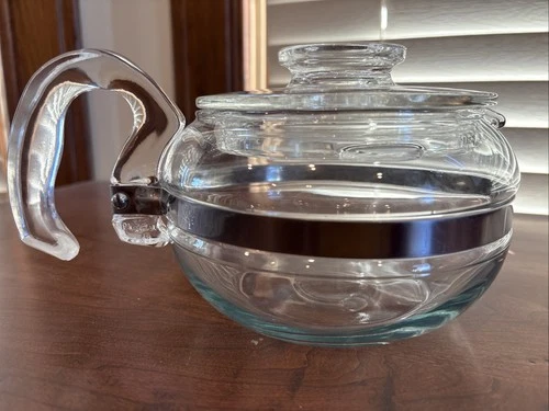 Vintage Pyrex Flameware Clear Tea Pot Kettle Glass Stove Top & Lid 6 Cup 8446-B