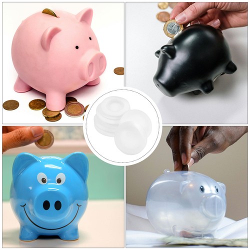 5 Pcs Round Rubber Stopper Money Box Plug Piggy Bank Black Replacement - Picture 3 of 12